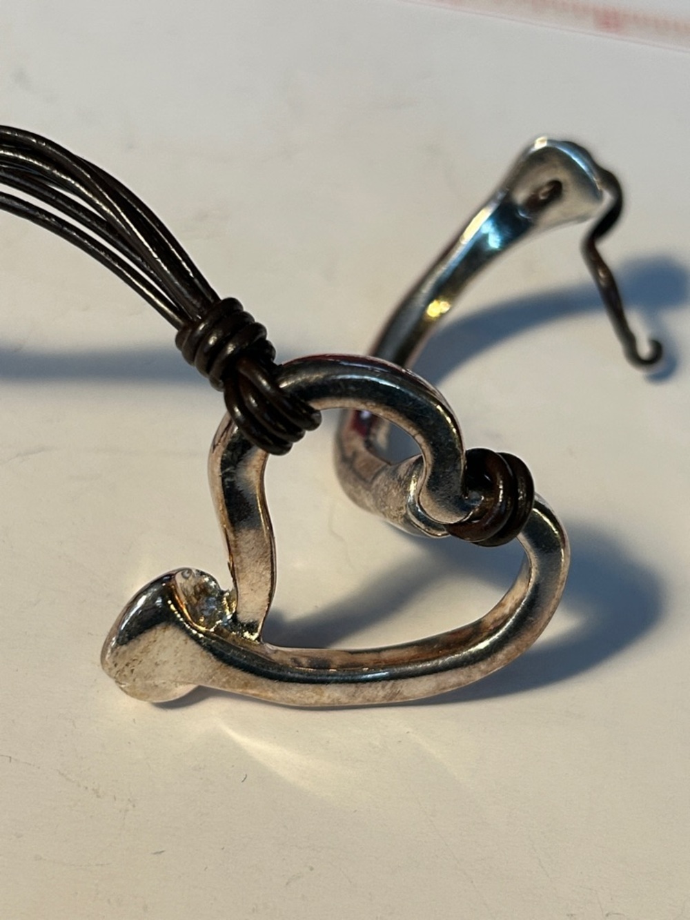 Uno de 50 Leather Weave Heart Bracelet
